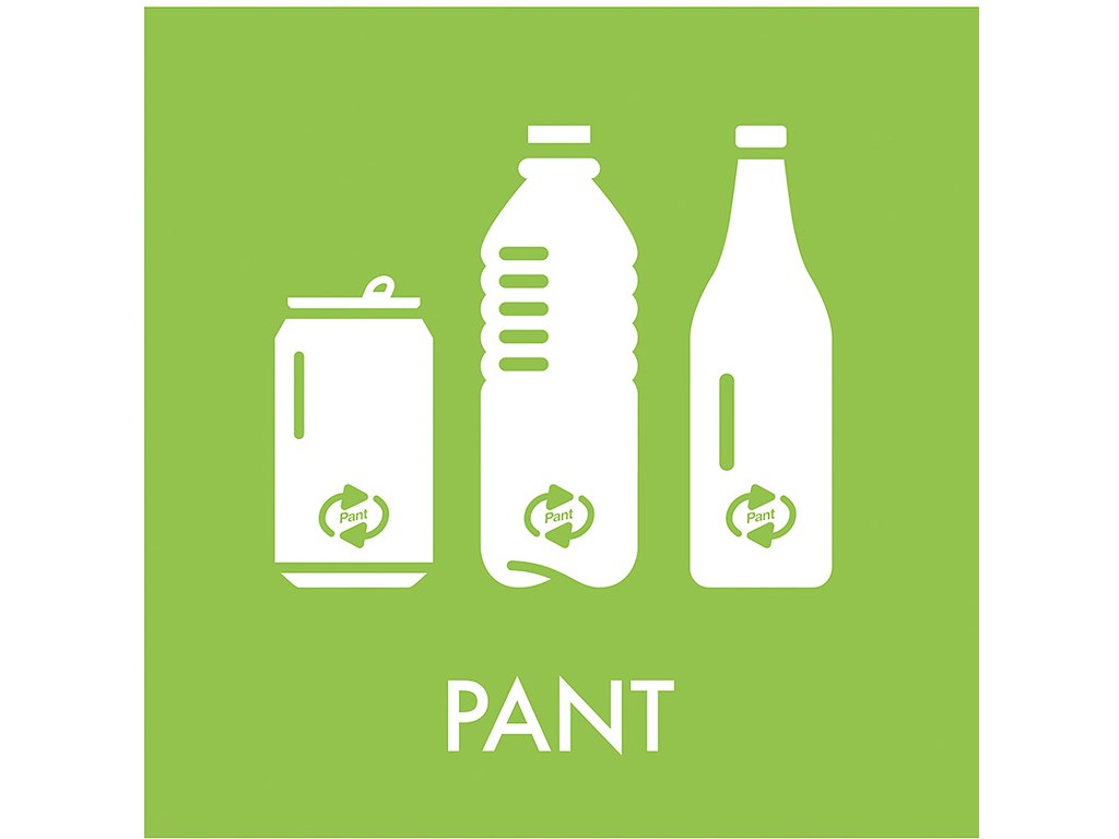 Affaldspiktogram, 12x12 cm, Klistermærke, Pant