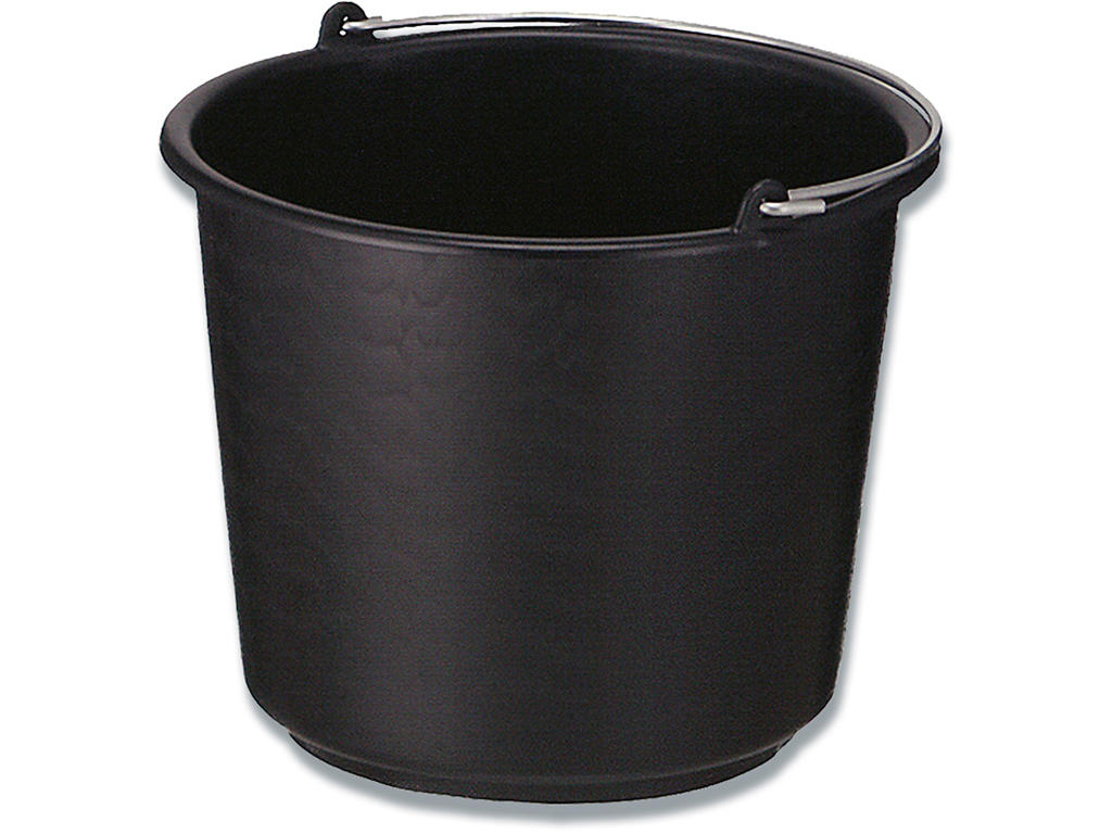 Spand, 12L, Sort, Plast, Med metal hank