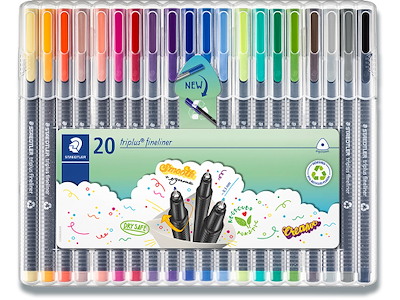 Fineliner, Assorteret, 0.3 mm, 20 stk, Staedtler Triplus 334