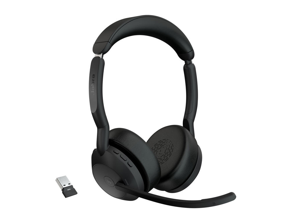 Jabra Evolve2 55 Headset Trådløs Kontor/Callcenter Bluetooth Opladningsstativ Sort