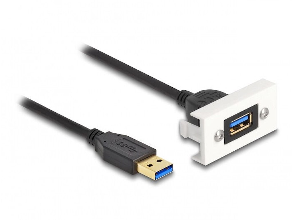 DeLOCK Easy 45 Module SuperSpeed USB (USB 3.2 Gen 1) USB Type-A female to USB Type-A male with pigtail, 22,5 x 45 mm