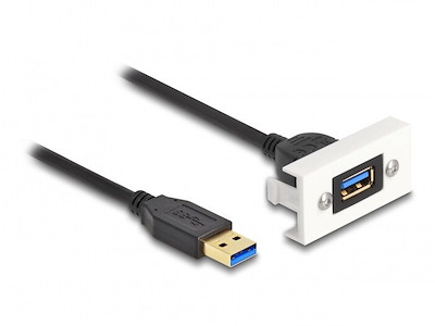 DeLOCK Easy 45 Module SuperSpeed USB (USB 3.2 Gen 1) USB Type-A female to USB Type-A male with pigtail, 22,5 x 45 mm