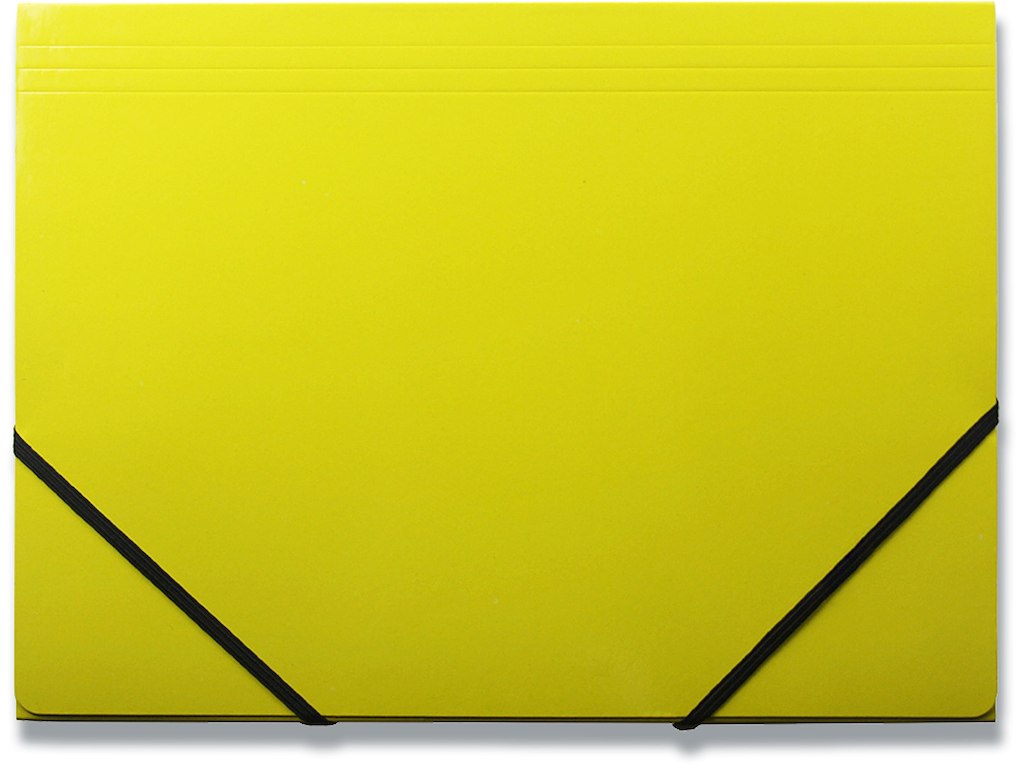 Samlemappe, 3 klapper, 2 elastikker, Gul, Q-Line 