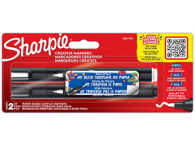 Marker, Bullet tip, Sort og Hvid, Sharpie Creative Acrylic