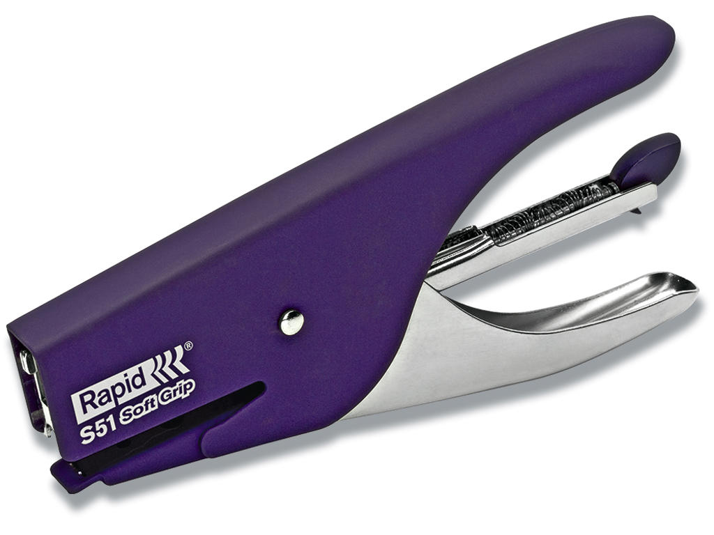 Hæftetang, 15 ark, Mørkelilla, Klamme 21/4, Rapid Supreme S51 Soft Grip