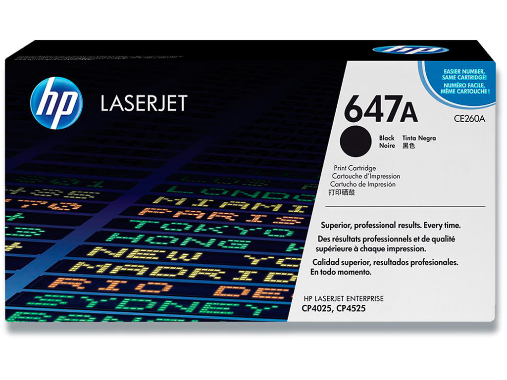 Toner, 647A, Black-sort, 8.500 sider, HP CE260A