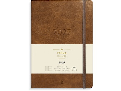 Kalender, 2027, A5 Forma Deluxe Tværformat, 1 uge pr. opslag, Brun, Mayland