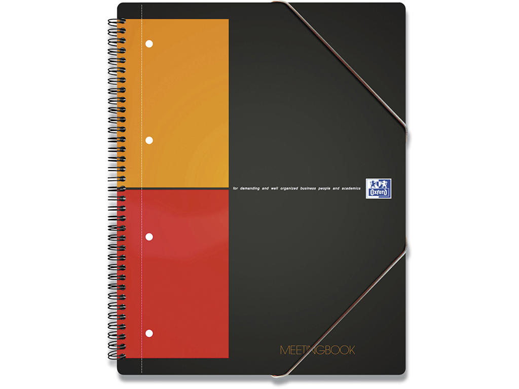 Notesblok, A4+, Kvadreret, Sort-rød-orange, Oxford International MeetingBook Scribzee