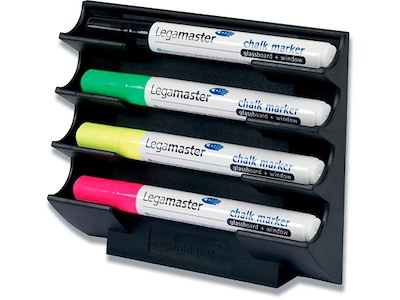 Penneholder, Til glastavler, Plads til 4 penne liggende, Sort, Legamaster 1221