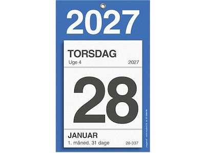 Afrivningskalender, 2027, Kontor, Mayland