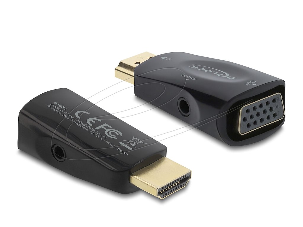 DeLOCK 61082 kabel kønsskifter HDMI VGA Sort