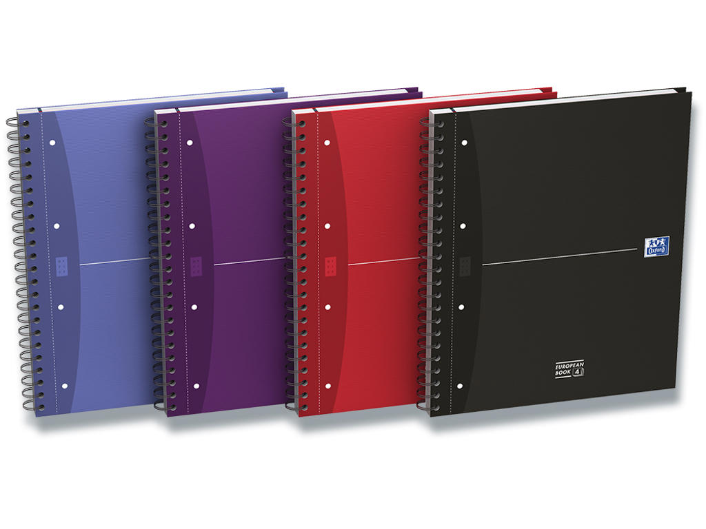 Notesblok, A4+, Linjeret, 4 assorterede farver, Oxford European Book Scribzee