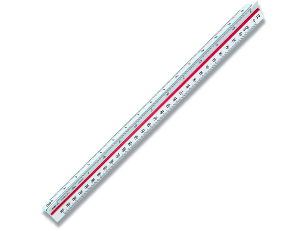 Reduktions målestok, 6 forskellige skalaer, 1:1:20:25:50:75:125, 30 cm, Linex 311