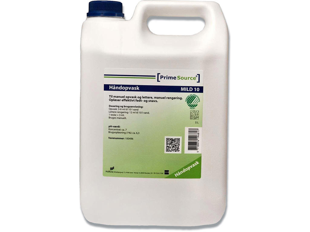 Opvaskemiddel, Håndopvask, Uden farve,  Uden parfume, 5 liter, Prime Source Mild 10