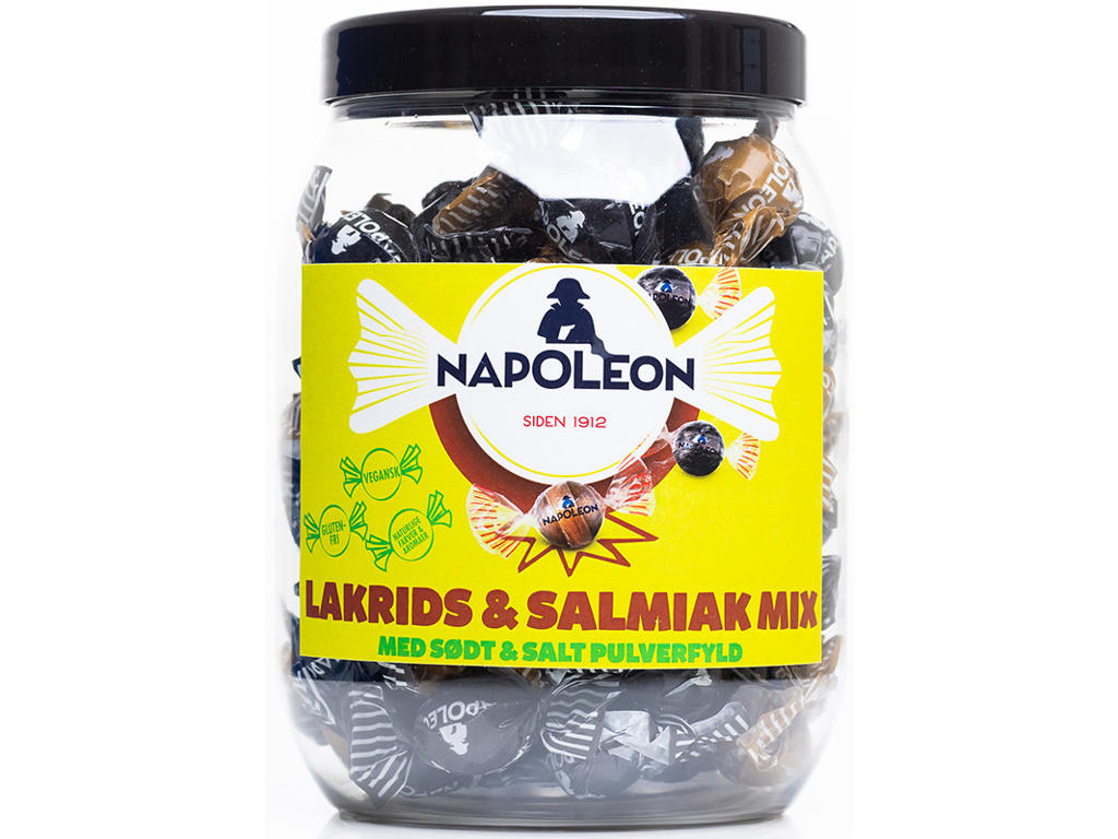 Bolcher, Napoleon, Lakrids og Salmiak Mix, 600g, Kiss Candy