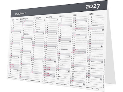 Bordkalender, 2027, Kontor - Bord, Moderne, 7 måneder pr. side, Mayland