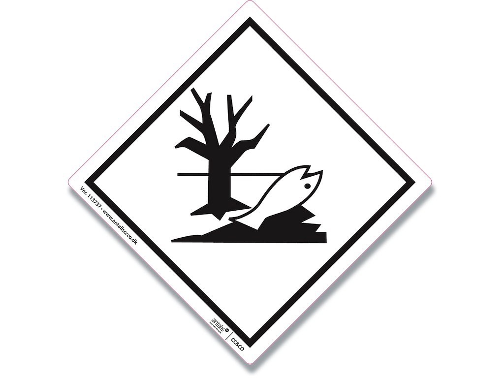 Etiketter, 100x100 mm, Hvid-sort, 250 etiketter i alt, Miljøfare