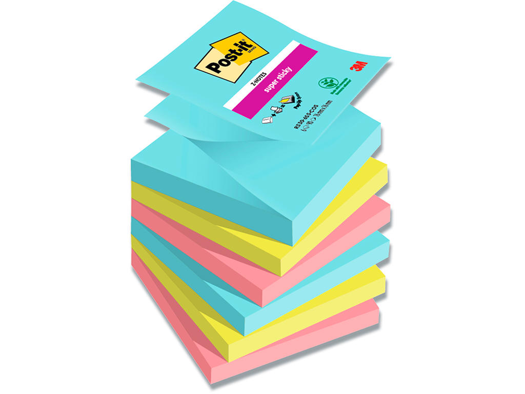 Memonotes, 76x76 mm, Assorteret Cosmic, 5 blokke, Post-it Super Sticky Z-notes