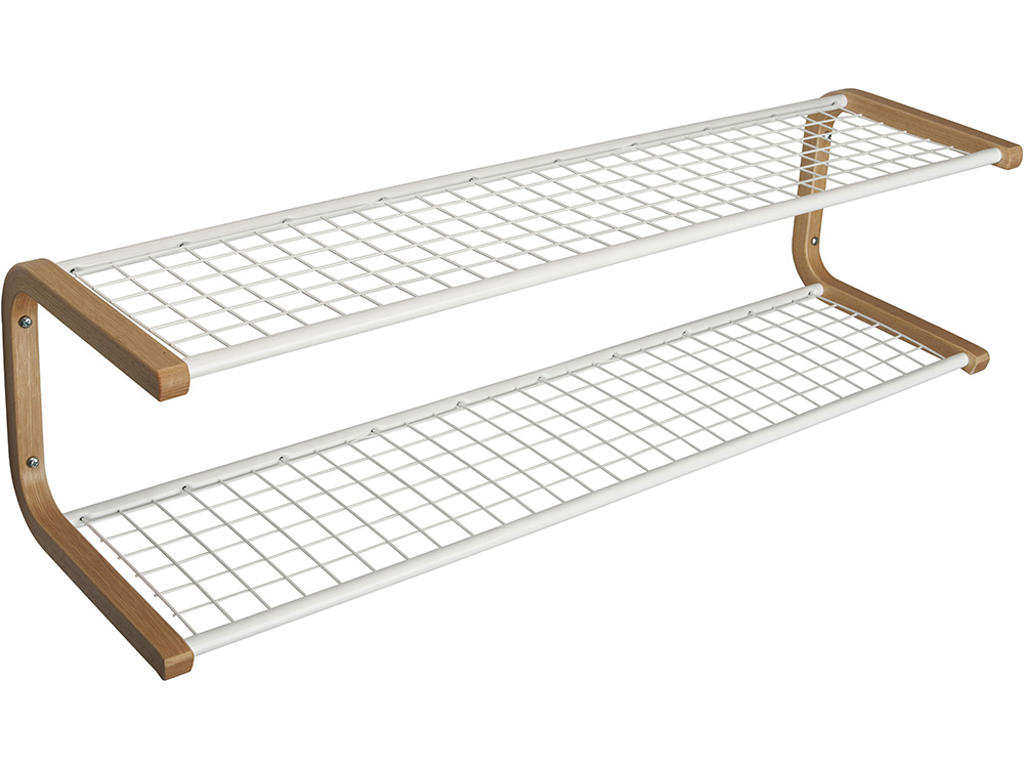 Skohylde, Anna, L=1200 mm hvid/eg skohylde dobbel usamlet, Essem Design DK