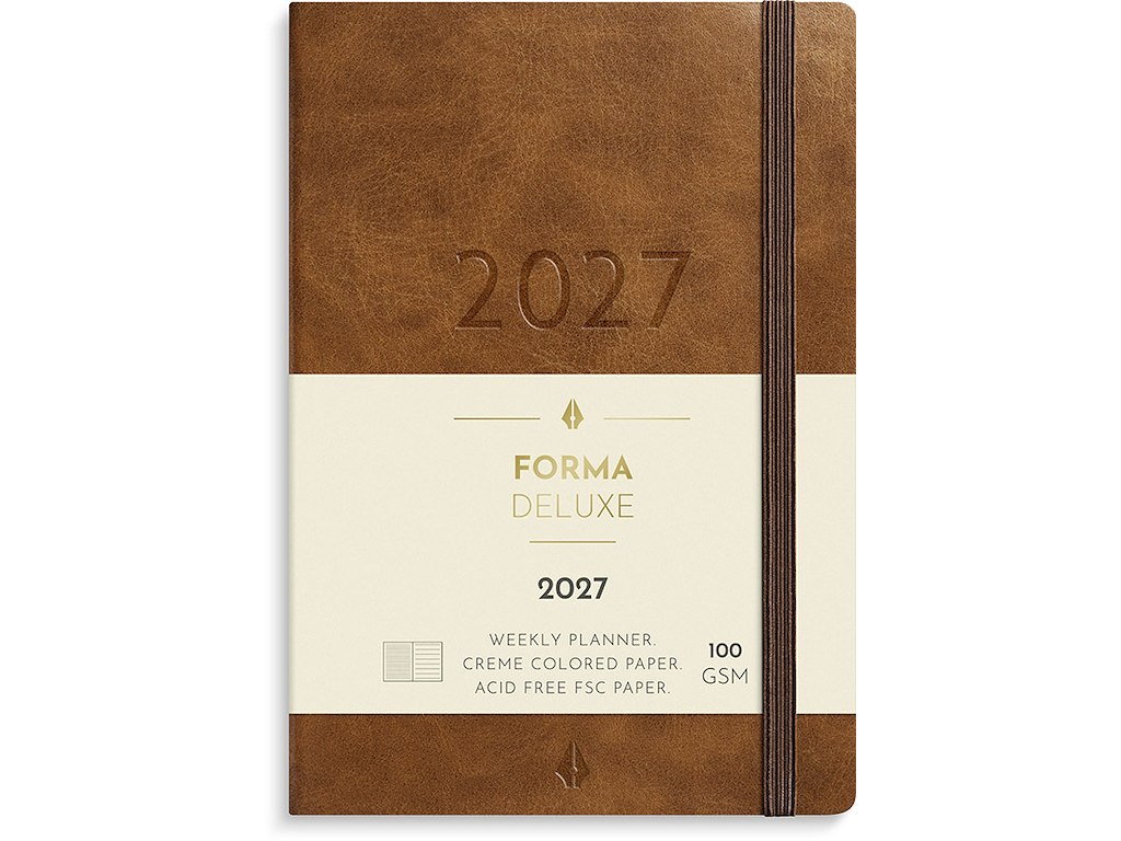 Kalender, 2027, A6 Forma Deluxe Tværformat, 1 uge pr. opslag, Brun, Mayland