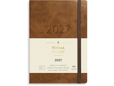Kalender, 2027, A6 Forma Deluxe Tværformat, 1 uge pr. opslag, Brun, Mayland