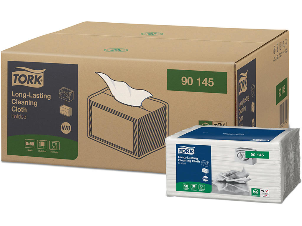 Aftørringsklud, Alt-i-en, Hvid, 400 klude, Tork W8