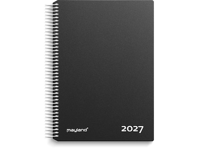 Kalender, 2027, Time, 1 dag pr. side, Sort, Mayland