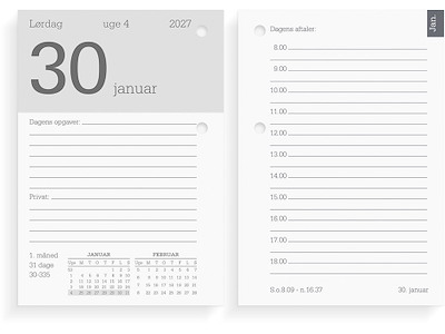 Bordkalender, 2027, Blok, 1 dag pr. opslag, Refill, Mayland
