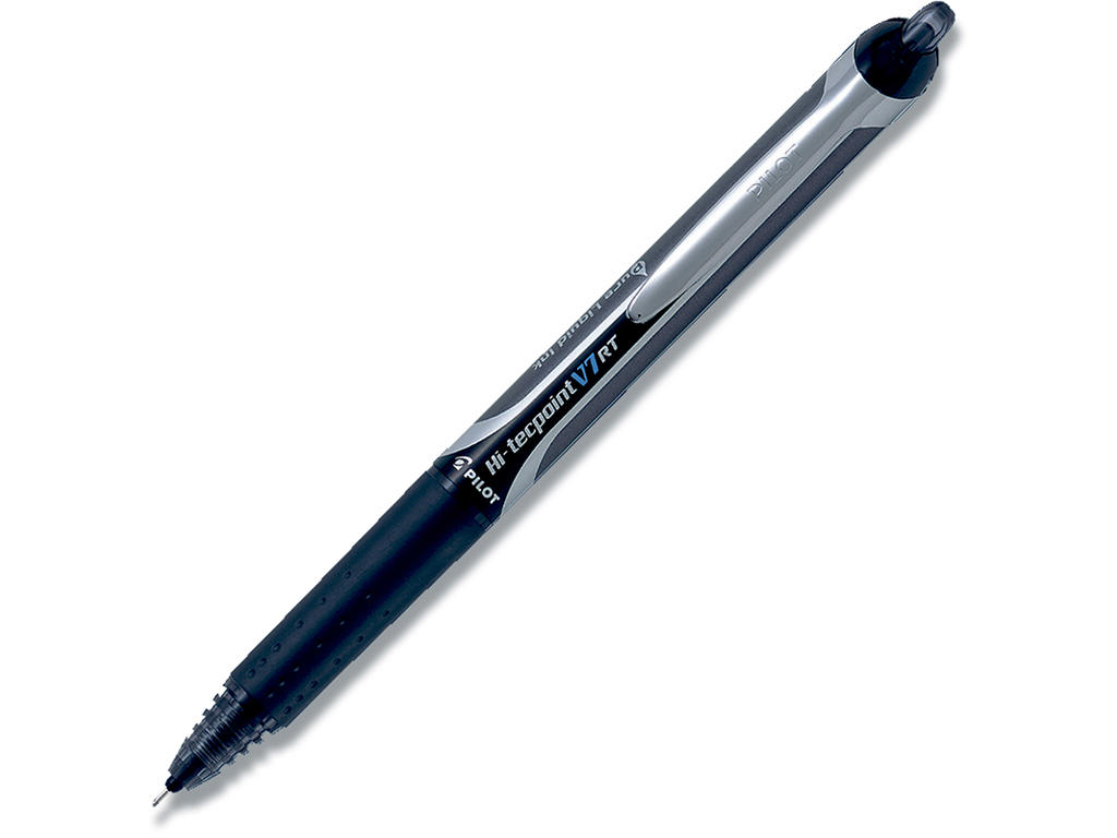 Rollerball pen, 0.7 mm, 0.35 mm, Sort, Pilot Hi-Tecpoint V7 RT Medium BX-V7RT-B