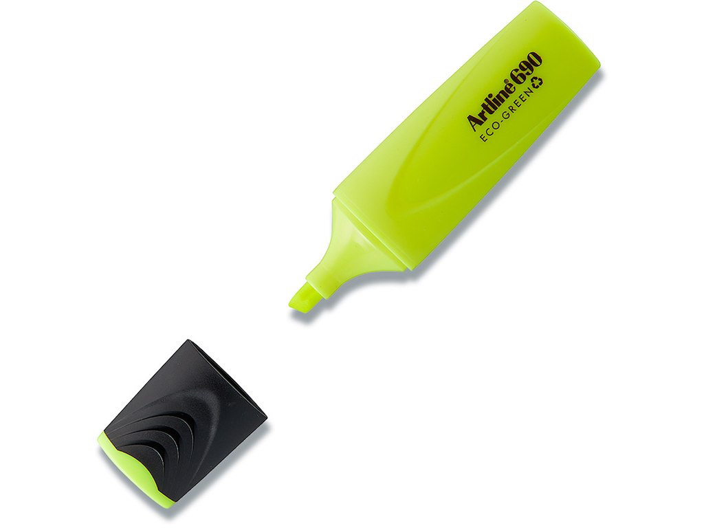 Tekstmarker, Permanent, Gul, 1 stk, Artline ECO-GREEN 690