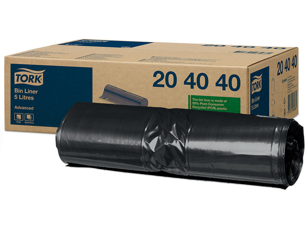 Affaldspose, 5 liter, Sort, 1 rulle, 50 poser pr rulle, Tork B3