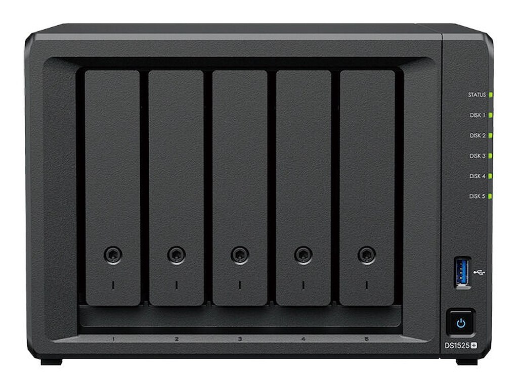 Synology DiskStation DS1525neo+ NAS Desktop AMD Ryzen V1500B 4 GB DDR4 0 TB Synology DSM Sort