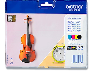 Blækpatroner, 4 stk, 4x1.200 sider, 4 farver, Brother LC127XLVALBP