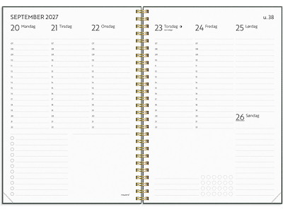 Kalender, 2027, Life Planner, ''DO MORE'', A5, 1 uge pr. opslag, Grøn-guld, Mayland