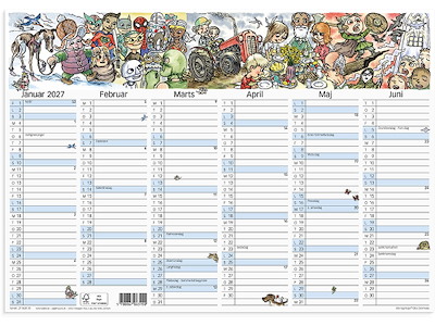 Vægkalender, 2027, A3, Otto Dickmeiss, 6 måneder pr. side, Mayland