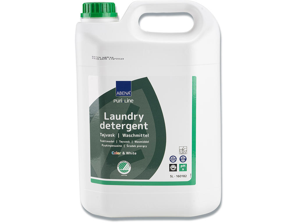 Tøjvask, Flydende, Kulørt og hvidt, Uden farve og parfume, 5L, Abena Puri-Line