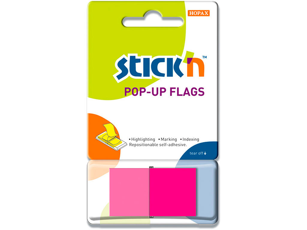 Indexfaner, Rød, 50 stk, 4.5x2.5 cm, Stick'n Pop Up 