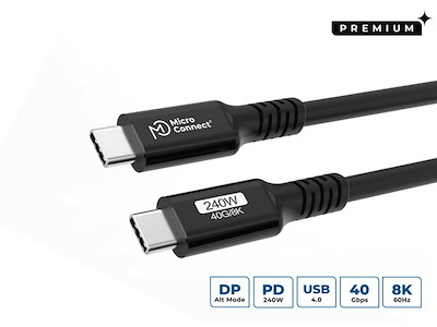 Microconnect USB4CC015-240W USB-kabel USB4 Gen 3x2 0,15 m USB C Sort