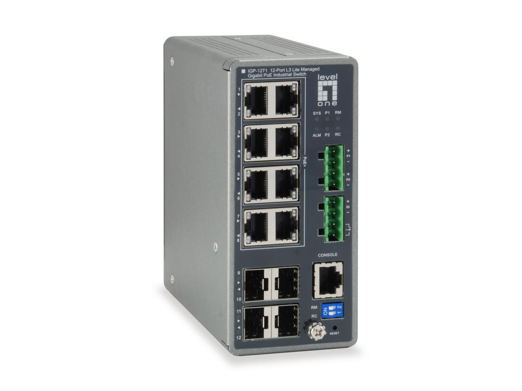 LevelOne IGP-1271 netværksswitch Administreret L3 Gigabit Ethernet (10/100/1000) Strøm over Ethernet (PoE) Grå