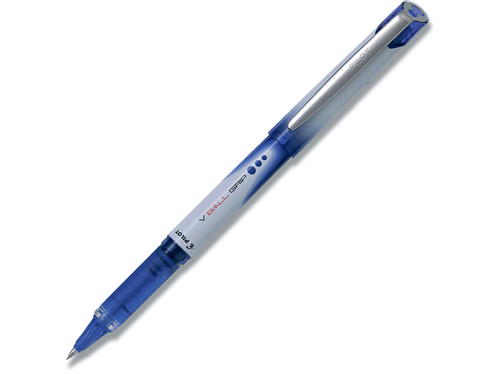 Rollerball pen, 0.5 mm, 0.3 mm, Blå, Pilot V-Ball Grip Fine BLN-VBG5-L