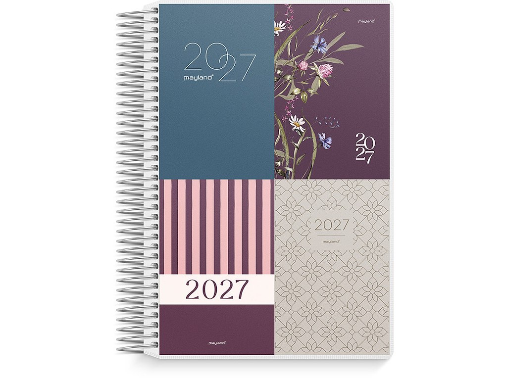 Kalender, 2027, Dag, 4 illustrationer, 1 dag pr. side, Mayland