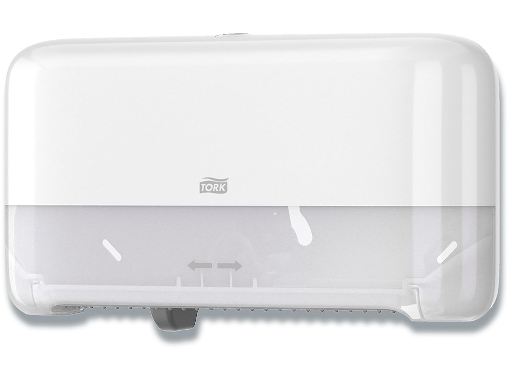 Toiletpapirdispenser, Til 2 ruller uden hylse, Udvendig oprulning, Hvid, Tork OptiServe T7 Soft Launch