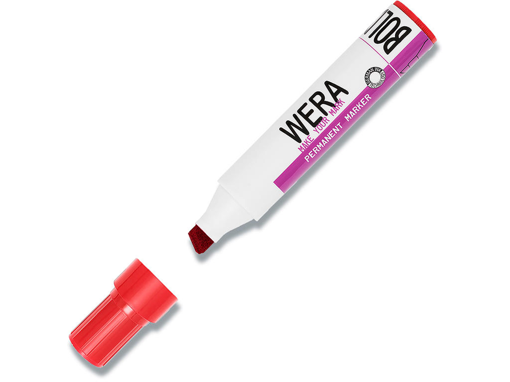 Marker, Kantet spids, 2-10 mm, Rød, Wera Jumbo 