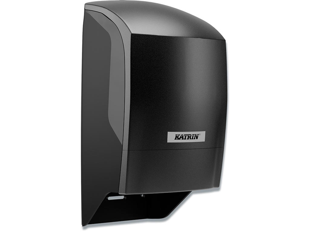 Toiletpapirdispenser, Til 2 ruller, Udvendig oprulning, Sort, Katrin 