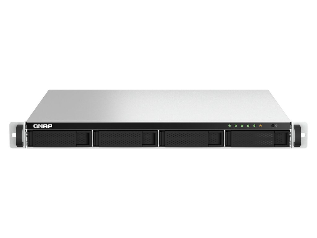 QNAP TS-464U NAS Stativ (1U) Intel® Celeron® N5095 8 GB DDR4 0 TB QNAP Turbo System Aluminium, Sort