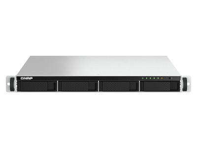 QNAP TS-464U NAS Stativ (1U) Intel® Celeron® N5095 8 GB DDR4 0 TB QNAP Turbo System Aluminium, Sort
