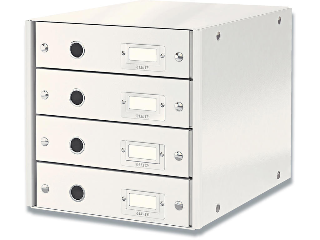 Skuffekabinet, 4 skuffer, Metallic hvid, A4, Leitz Click & Store WOW 