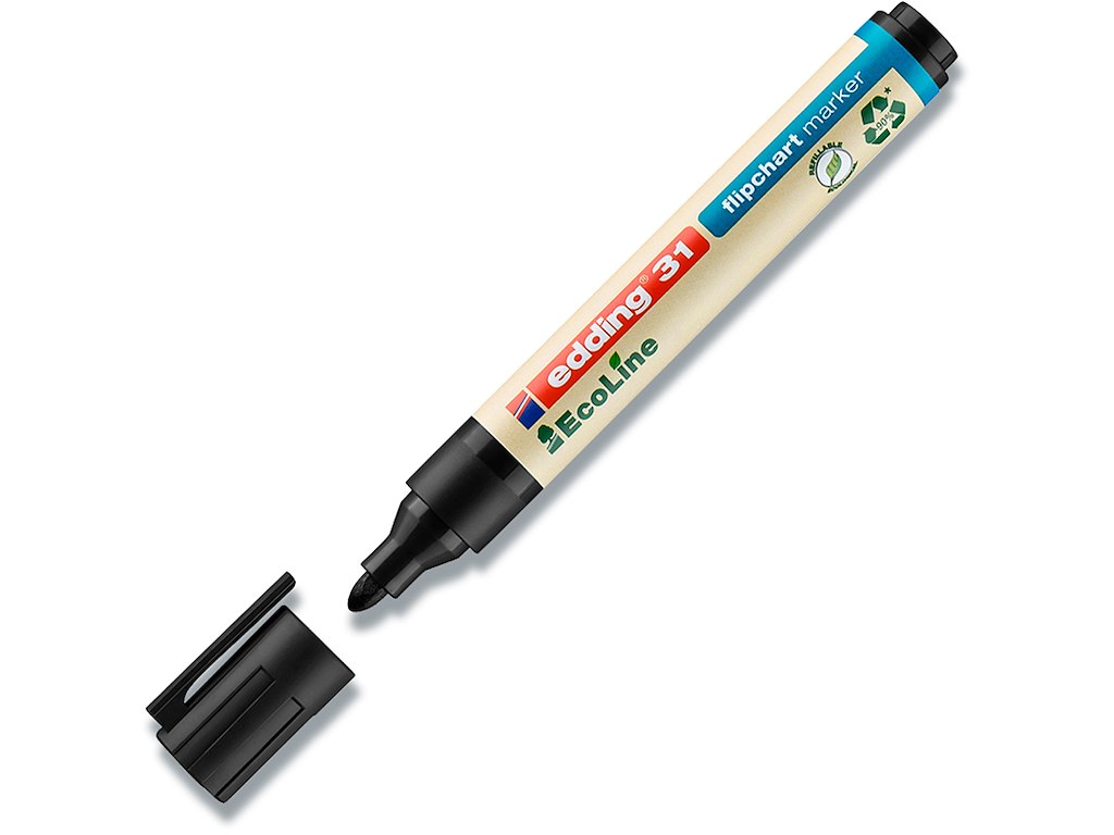 Marker, Rund spids, 1.5-3 mm, Sort, Edding Ecoline 31
