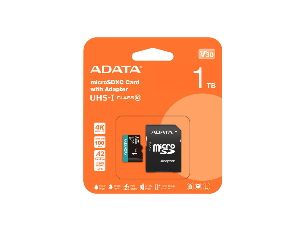 ADATA AUSDX1TUI3V30SA2-RA1 hukommelseskort 1 TB MicroSDXC UHS-I Klasse 10