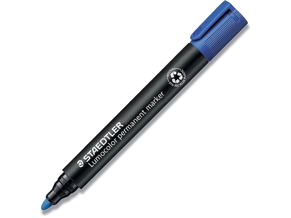 Marker, Rund spids, 2 mm, Blå, Staedtler Lumocolor 352